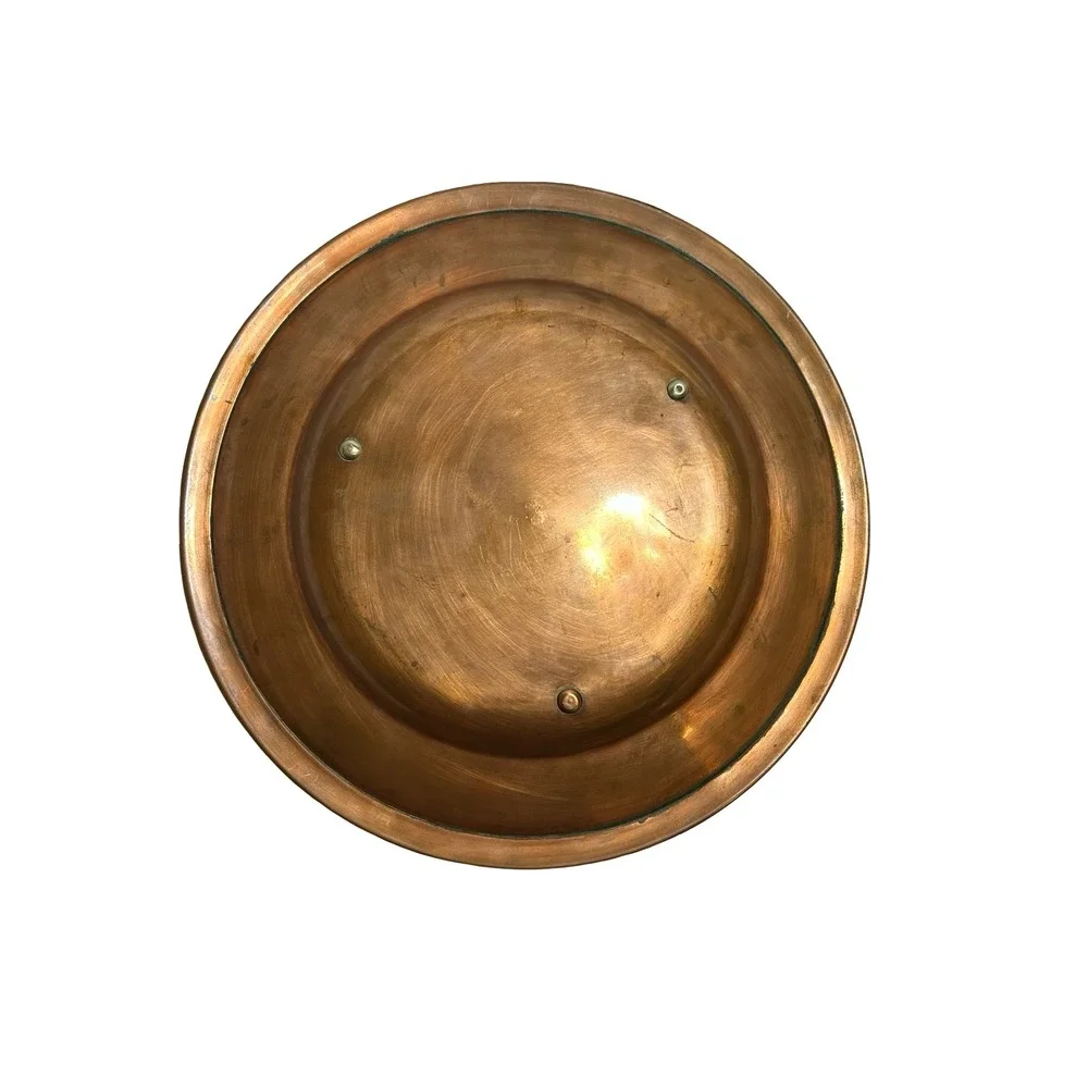 Vintage Copper Charger Plate Round 12 Inch Decorative Footed Plate